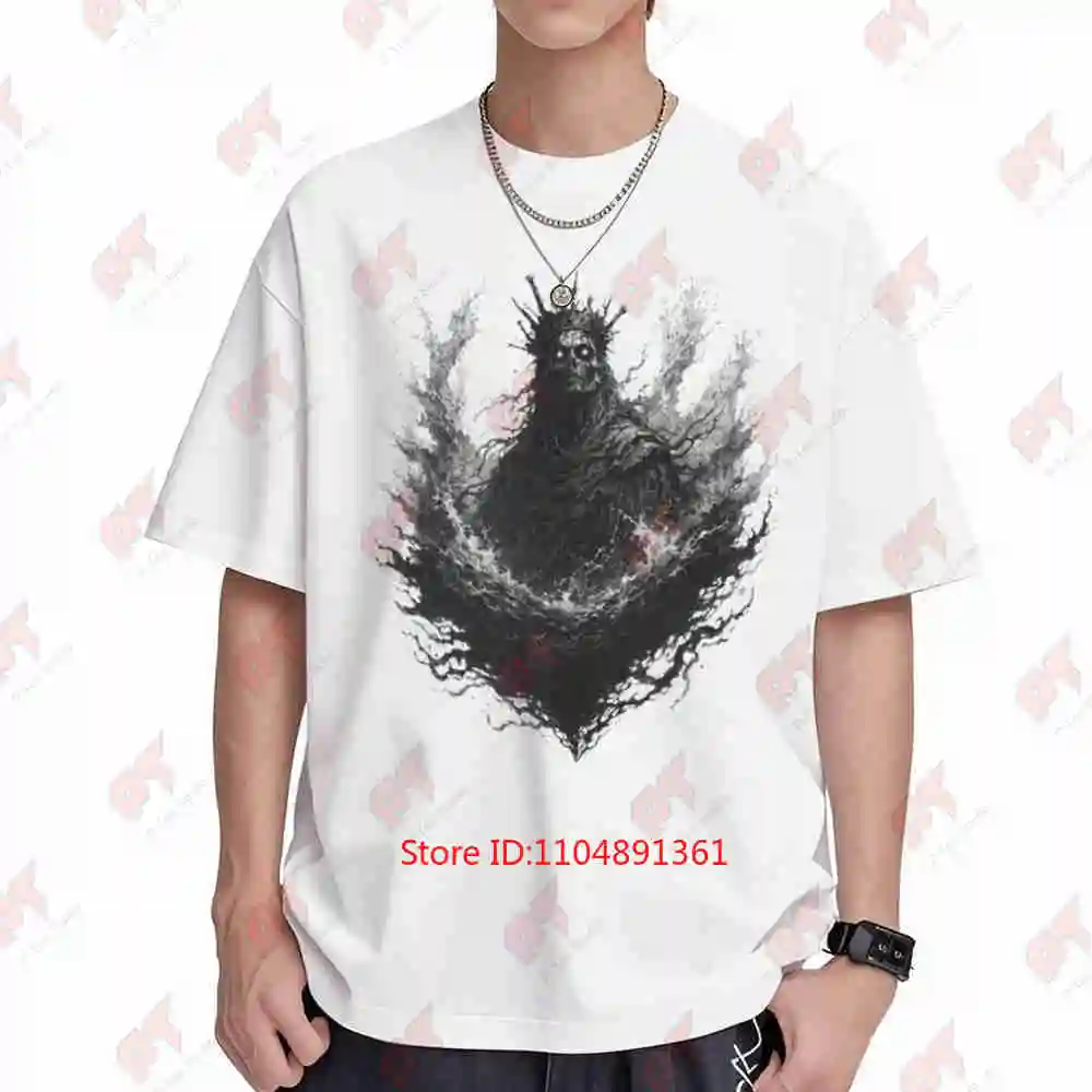 Ashen Sovereign Killer Dark Gothic Horror Cryptic Skull Throne Short Sleeve Tee 100% Cotton T-Shirt