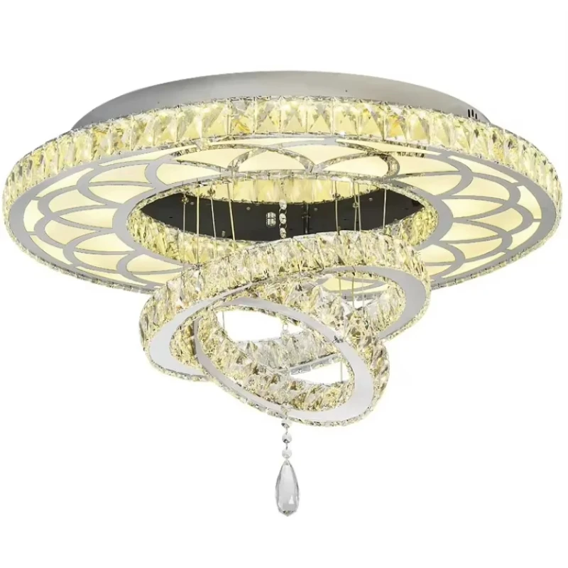 

Creative Styling Round Ceiling Light Modern Luxury, Transparent Crystal Ceiling Light Chandelier Hotel