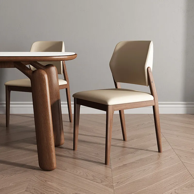

Traditional Simple Dining Chairs Beige Elegant Solid Wood Dining Chairs Luxury Designer Party Sedia Pranzo Kitchen Furniture
