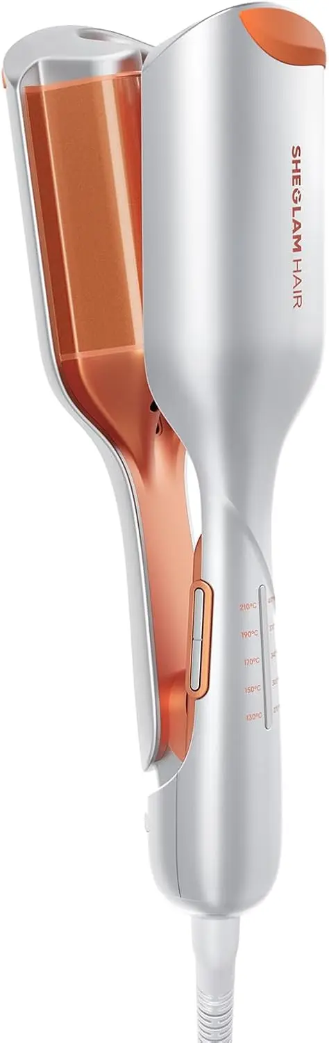 

2-створчатая воловка для волос с таймером и регулируемой температурой, двойное напряжение для легких пляжных волн