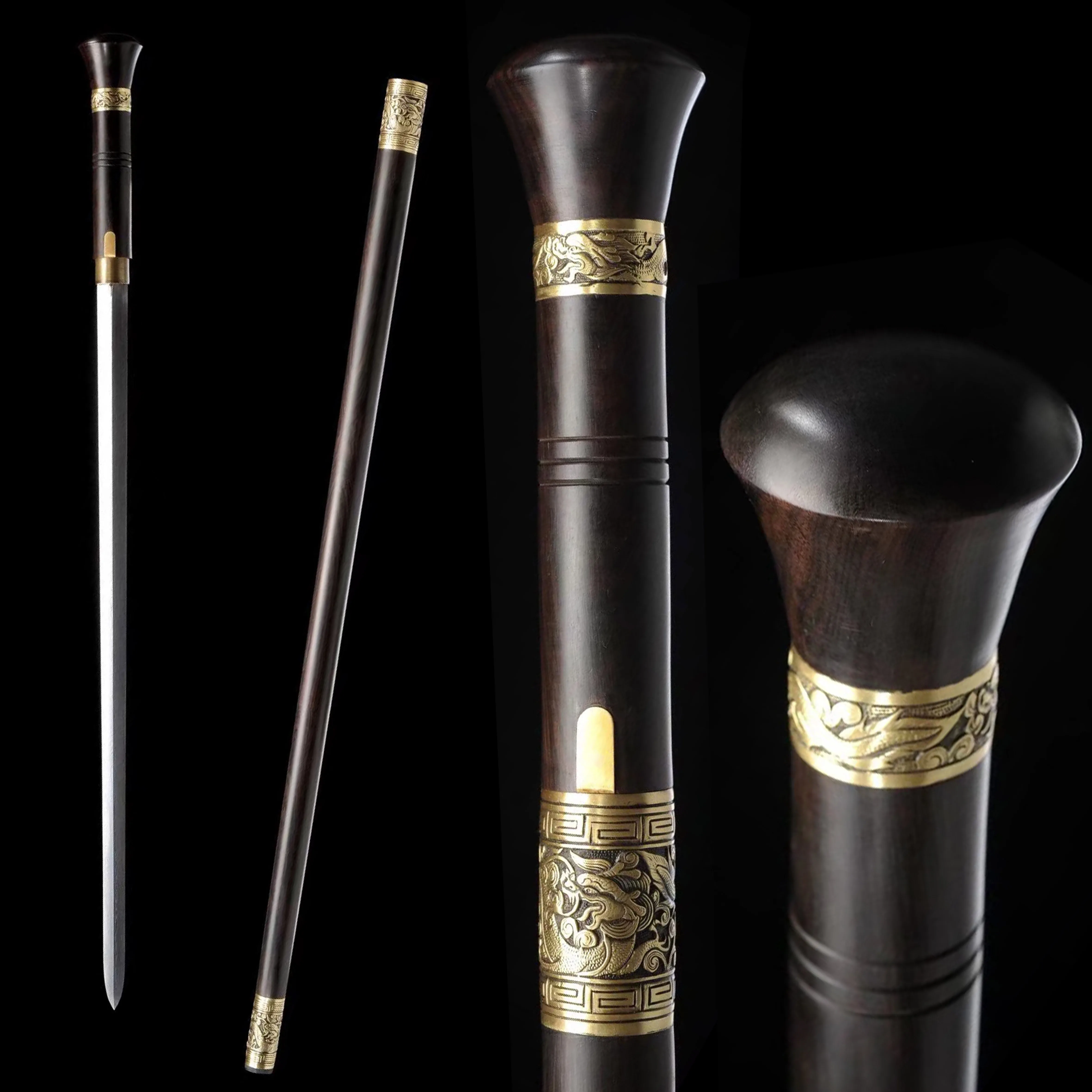 

katana Ebony walking stick, sword, Damascus steel full-size stick, sharp weapon, cool and beautiful gift for a British gentleman
