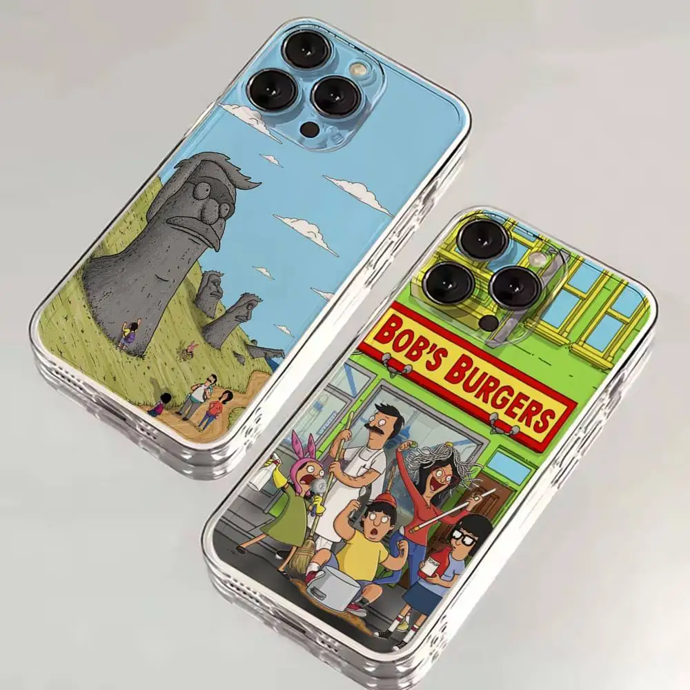 حافظة هاتف كارتون B-Bobs Burgers لهاتف آيفون 16,15,14,13,12,11,17 Pro,Max,Plus,X,XS,XR,SE,غطاء ناعم شفاف صغير #1