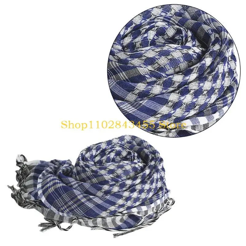

49MC Fashion Adult 110x110cm Bandana with Lattice Print Pattern Arab Scarf