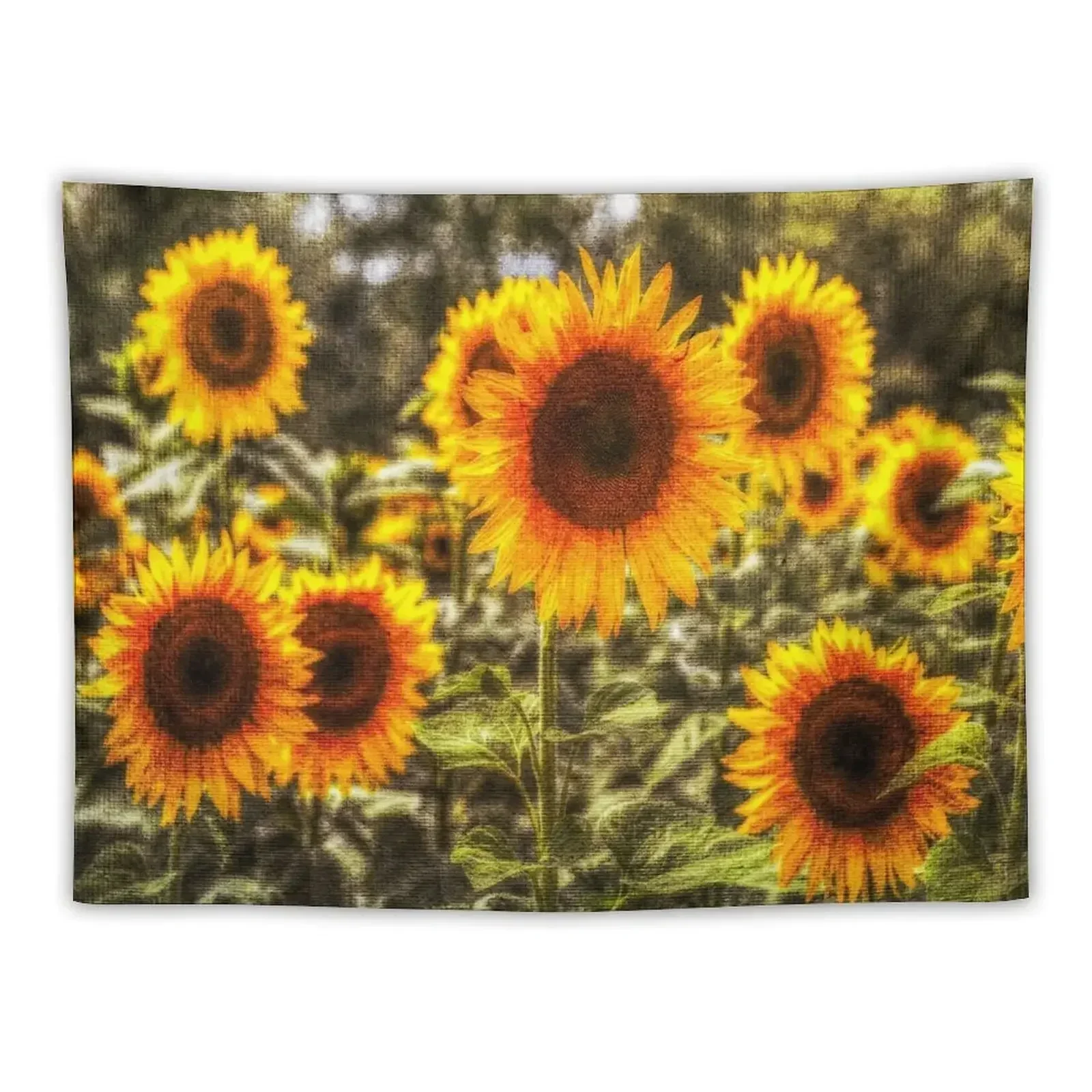 

Sunflowers With Canvas Texture Tapestry Home Decoration Bedroom Decor Aesthetic Room Design Tapestry