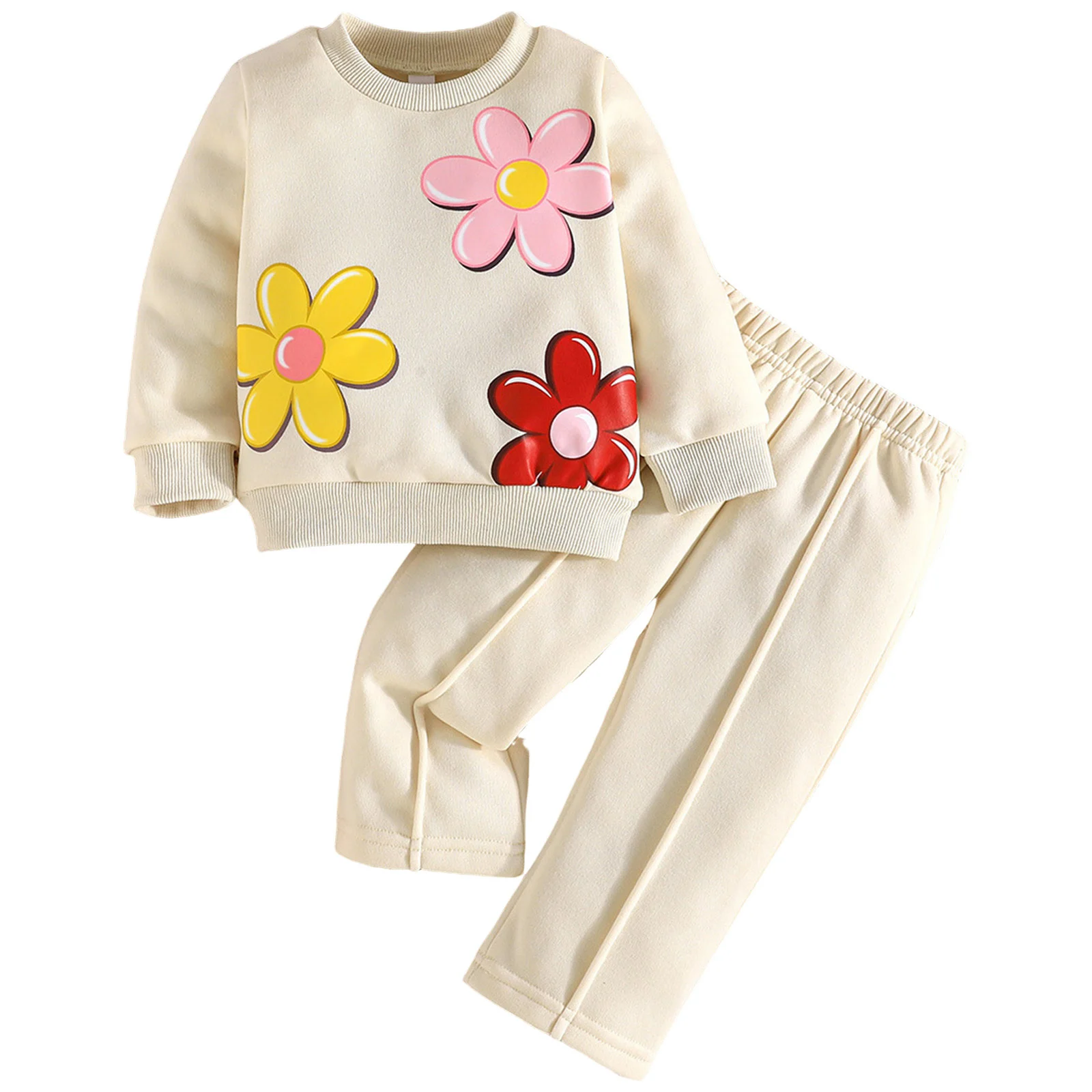 

Crop Top And Skirt Set for Teens Baby Girl Floral Print Long Sleeved Set Soft Skin Friendly For Children Girls Size 14 16