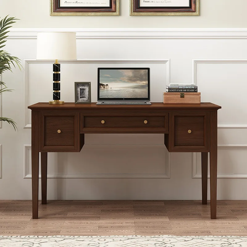 Nordic Solid Wood Desk Simple Modern Ash Wood Walnut Desk Student Home Office Dresser