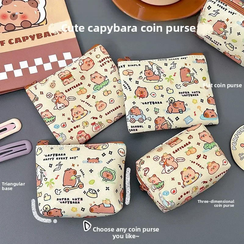 Capybara Zero Geldbörse, süßes Capybara-Münzbeutel, tragbare Cartoon-Münzaufbewahrungstasche, Mini-Lippenstiftbeutel