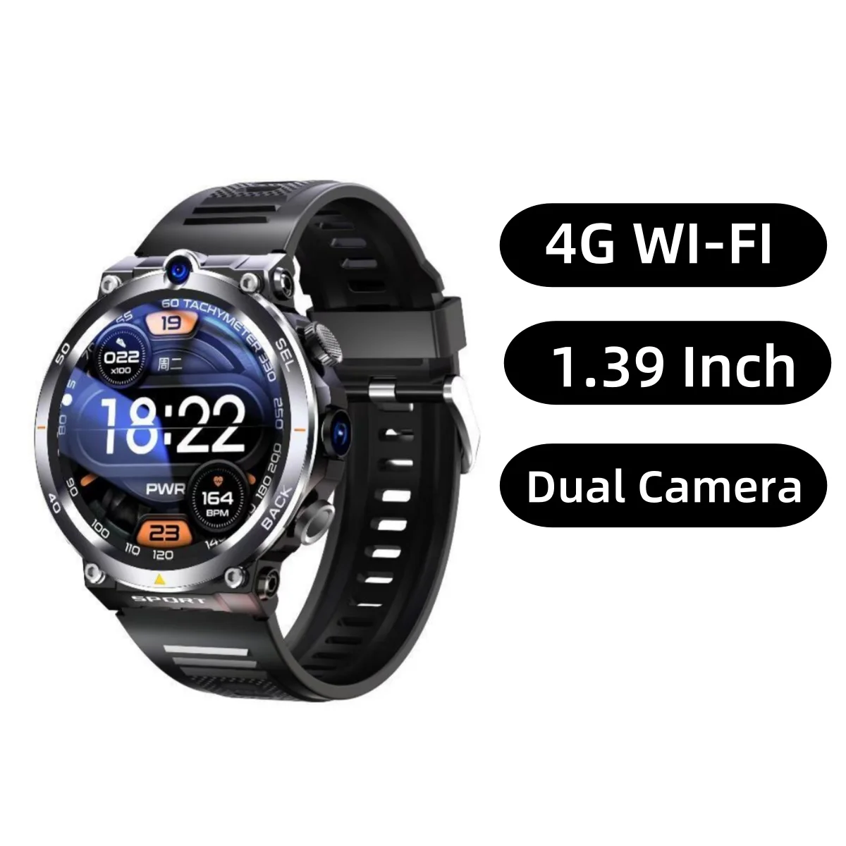 2024 4G SIM Card H10 Smartwatch 4G Net WiFi Global Version 4+64G Dual Cameras Video Call GPS Play Store App Download +Power Bank