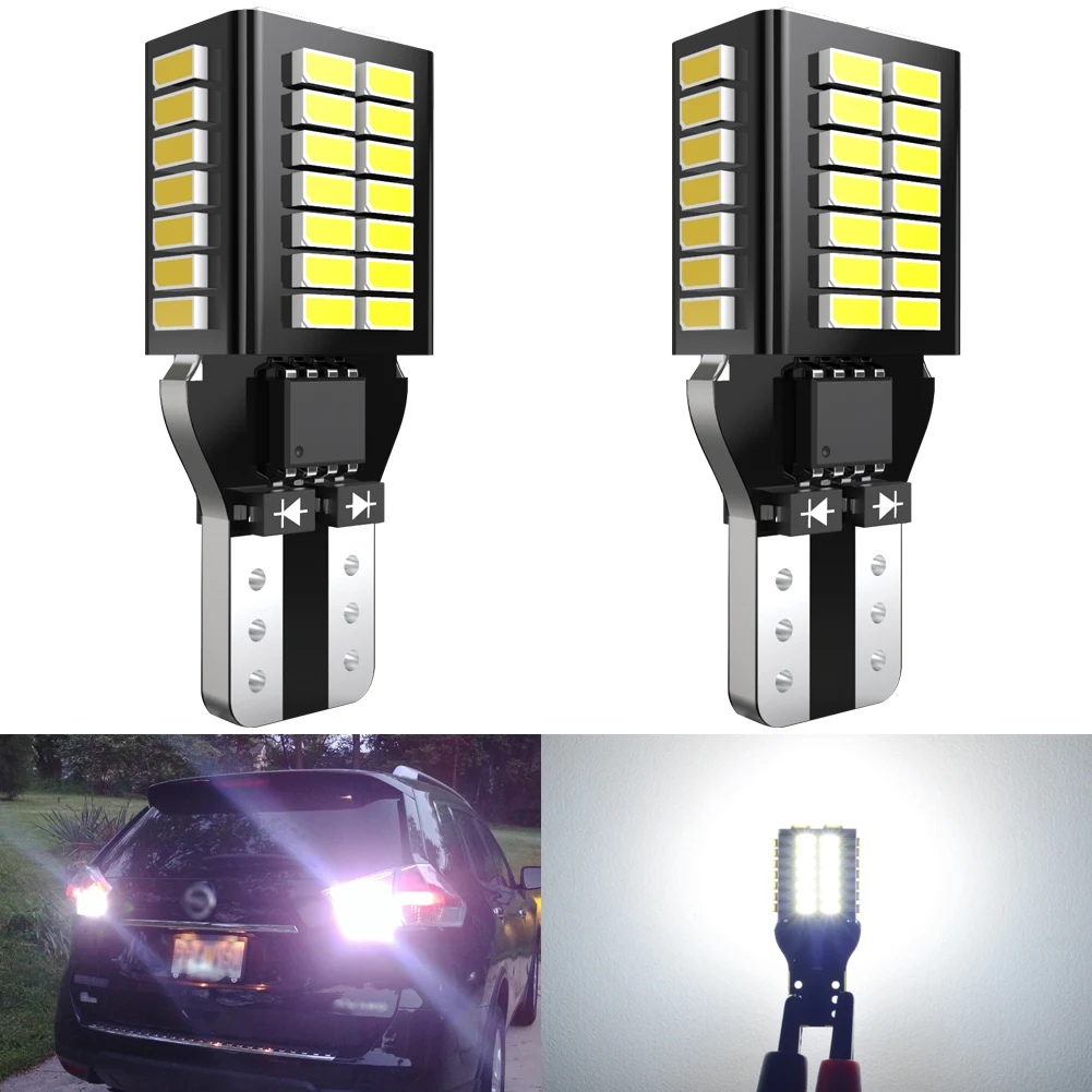 

2Pcs W16W LED T15 921 LED Canbus Bulbs 3014 SMD Led Chips Car Parking Position Lights Interior Map Dome Lights 12V 6500K White