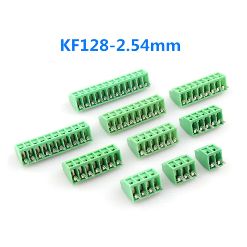 10pcs KF128 2.54mm Pitch PCB Connectors Mount Screw Terminal Blocks Connector for Wires 26 -18 AWG 2P 3P 4P 5P 6P 7P 8P 9P 10P