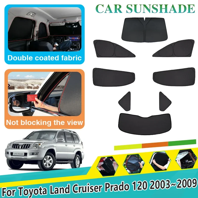 

Anti-UV Car Window Steel Rim Shading Cover For Toyota Land Cruiser Prado J120 LC120 120 2003~2009 Sunscreen Sunshade Accessories