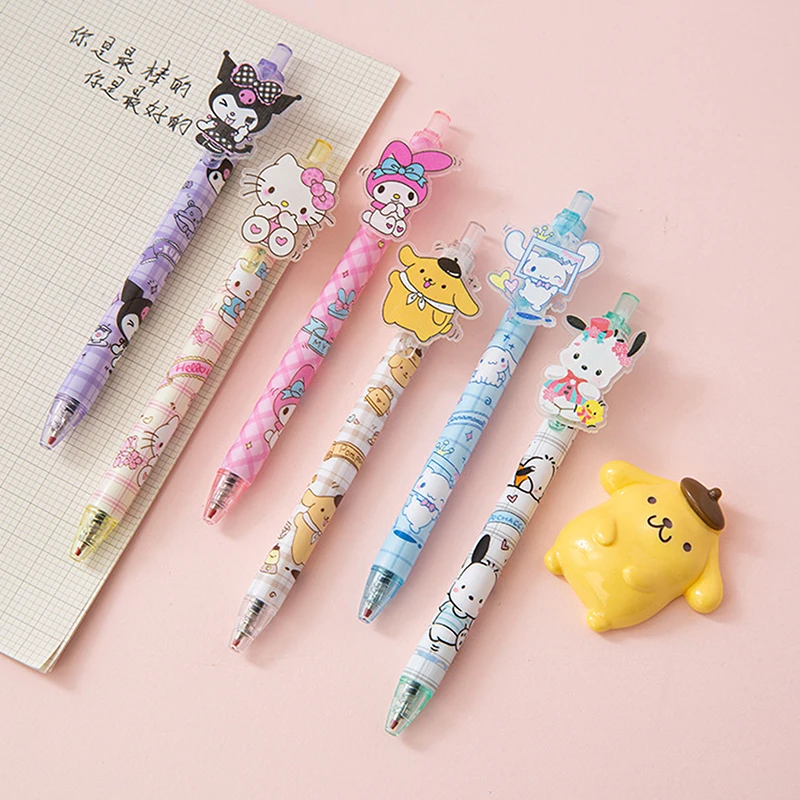 Kawaii Cartoon Sanrio Gel Pens Student Stationery School Supplies Cute Hello Kitty Kuromi Patch Press Neutral Pen Writing Tool