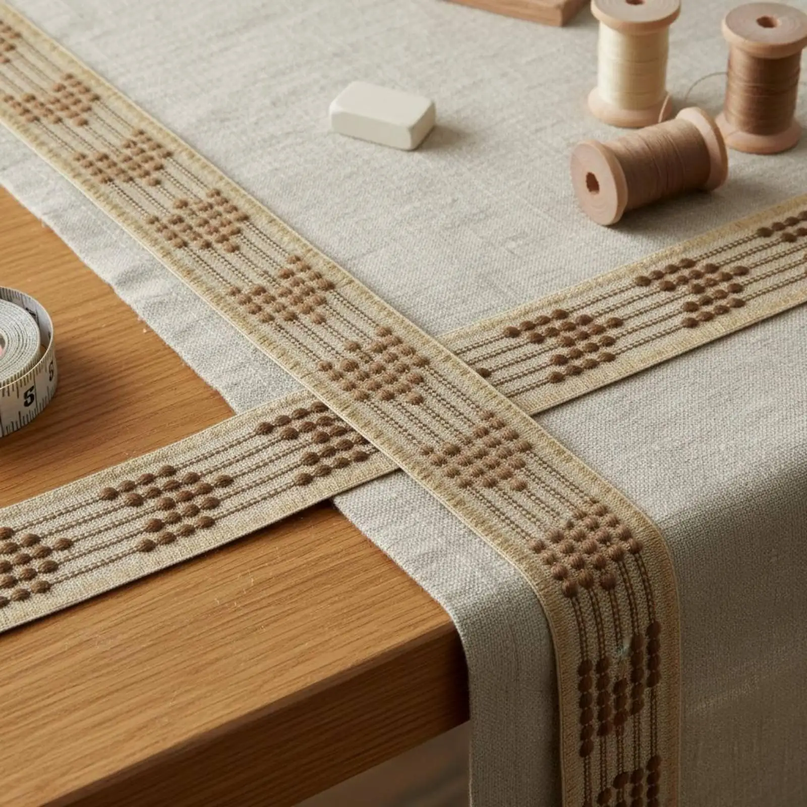 Fringed Woven Curtain Trim Tape Decorative Border for Home Textile Furniture Edge DIY Sewing Project Luxury Acrylic Cotton