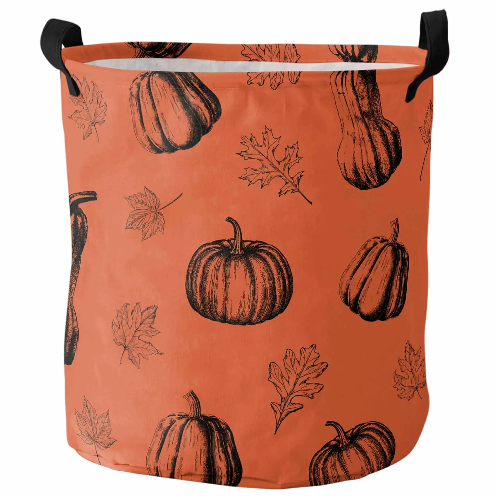 Cesta de ropa sucia de calabaza de tiro de Línea de Acción de Gracias, organizador impermeable plegable, cesta de almacenamiento de juguetes para niños, otoño