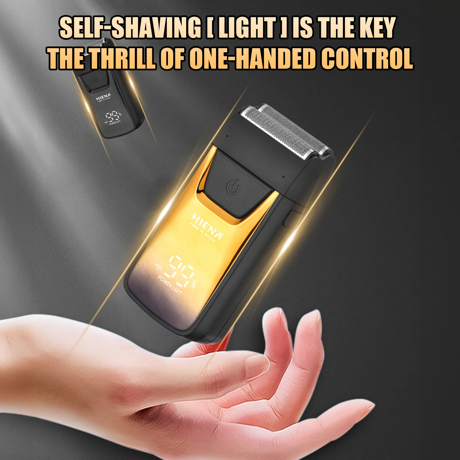 HIENA Electric Shaver For Men Intelligent LED Display Razor Portable High Power Reciprocating Shaver Hair Beard Shaving Trimmers
