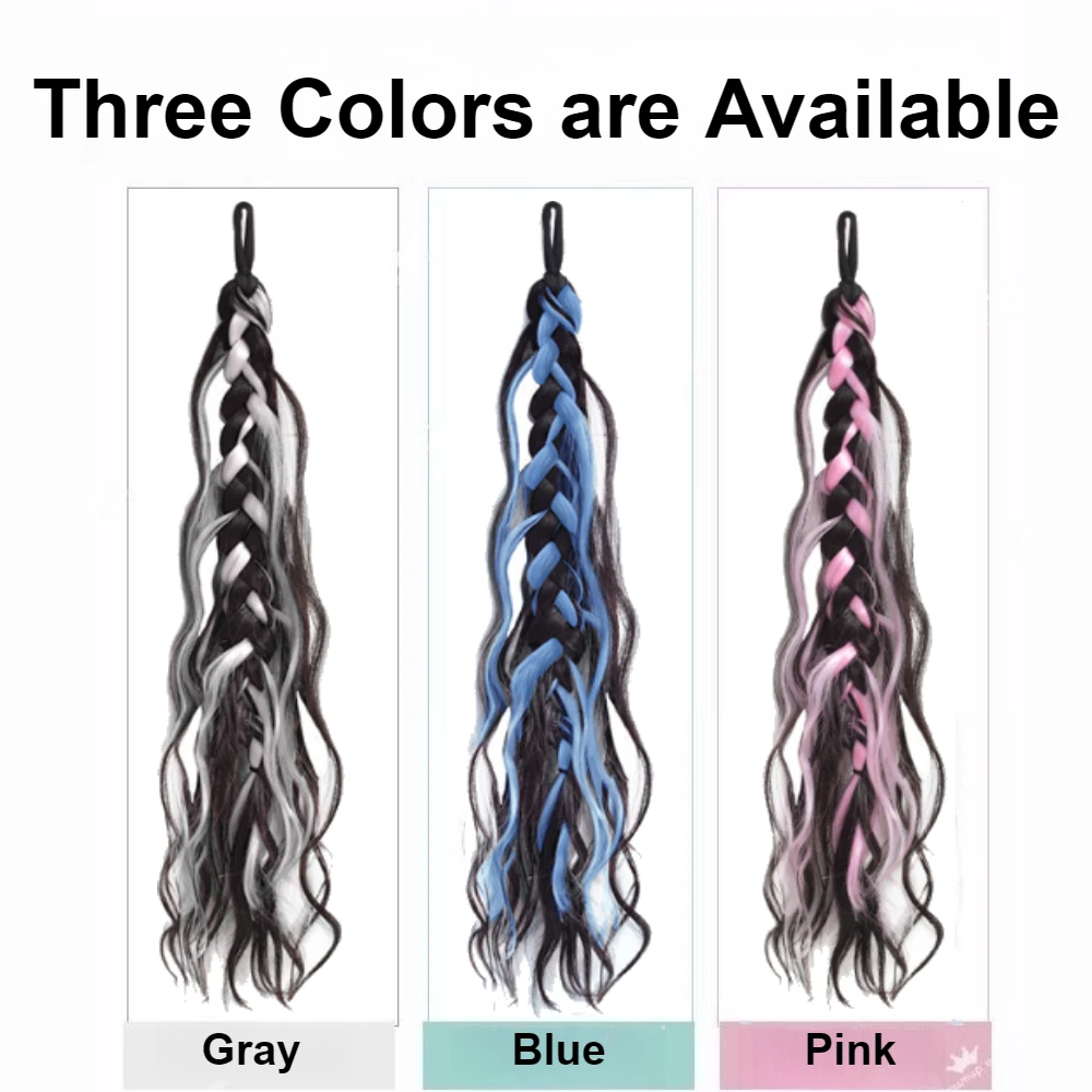 1 زوج المألوف فقاعة ذيل حصان شعر مستعار للنساء الشعر التمديد 20 بوصة جديلة ذيل حصان شعر مستعار Y2K الملاكمة الضفائر شعر مستعار كاذبة الفتيات #5