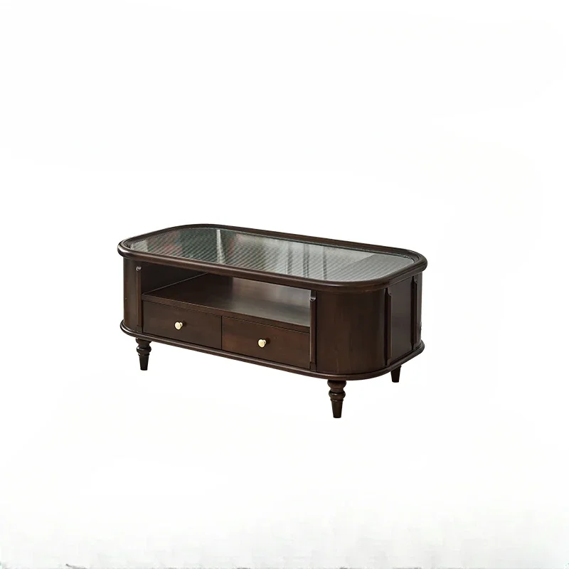 

American Retro Solid Wood Coffee Table TV Cabinet Combination Living Room French Entry Lux Simple Tea Table