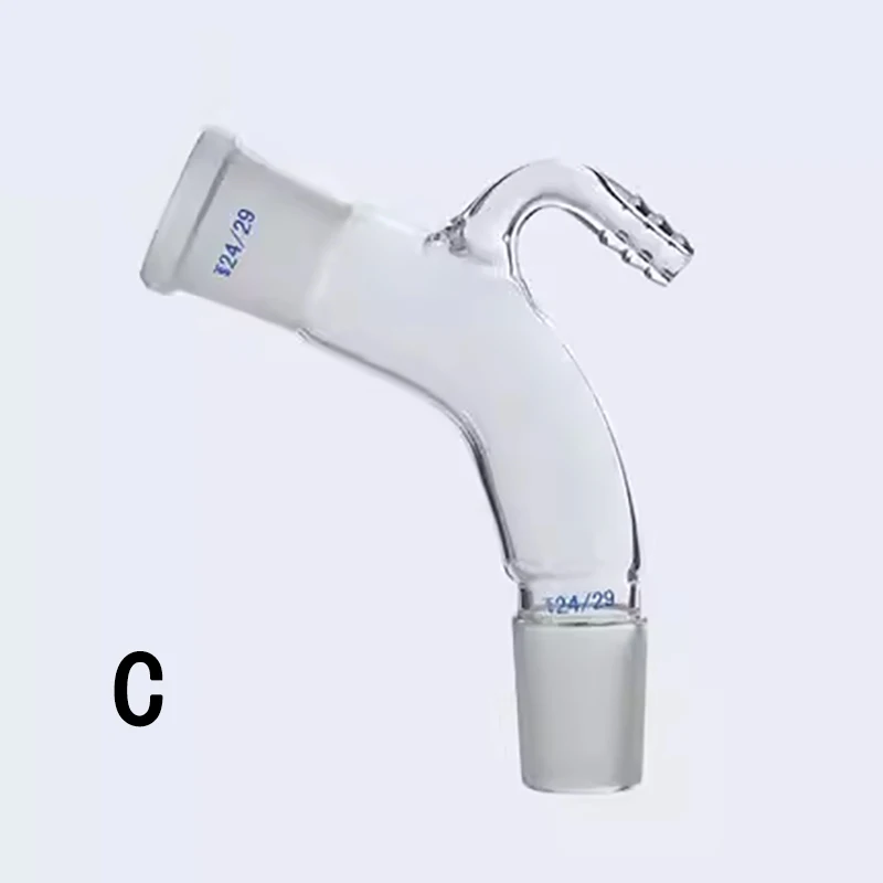 Tubo receptor de vacío de boca de vidrio, 105 grados, estándar, 19/24/29, recto, curvado, laboratorio, destilación