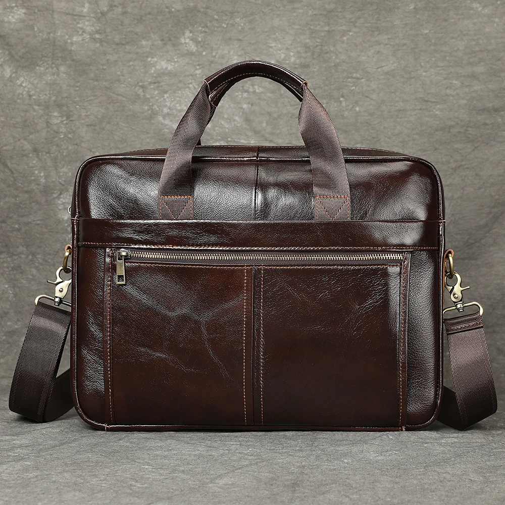WESTAL 100% Leather Laptop Bag 15.6 Men's Briefcases Genuine Leather Shoulder Bag for Men Handbags Designer Bags for Document A4