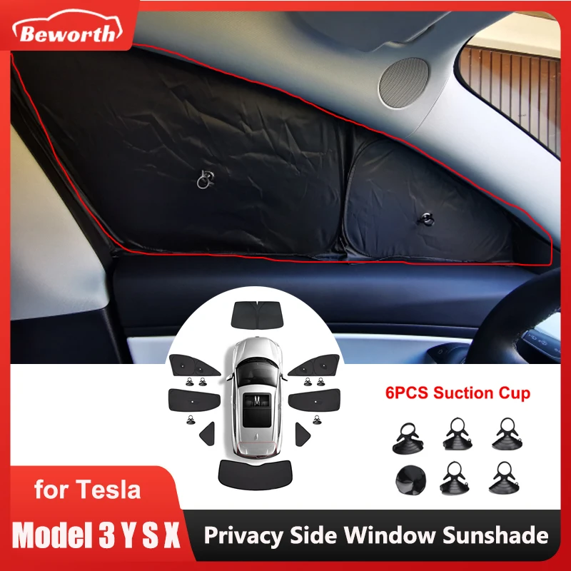 Upgrade Privacy Sunshade With Suction Cup for Tesla Model 3 Y S X 2023 2022 Car Side Window Sun Shade Blind Shading Windshield