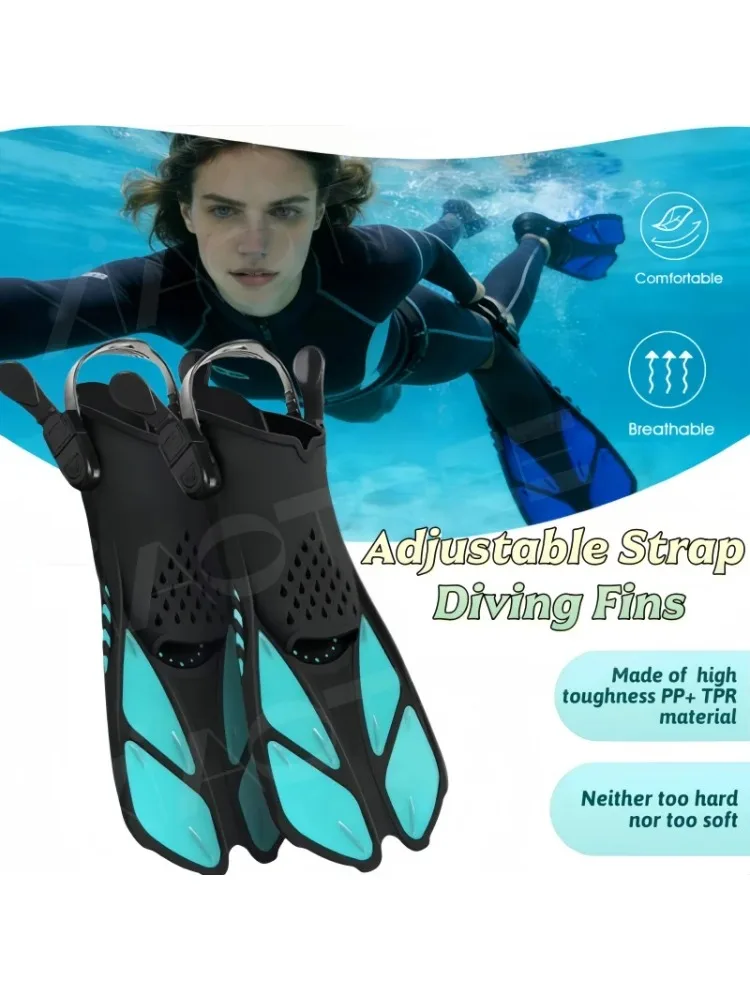 Verstellbare Schnorchelflossen für Erwachsene und Jugendliche, weiche Silikon-Tauchflossen, bequeme, atmungsaktive Schwimmflossen zum Schnorcheln und Tauchen