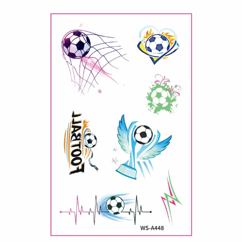 

Athletes Watercolor Soccer Them Temporary Tattoos Cartoon Ball Body Stickers Disposable Gradient Temporary Makeup Tattoos Fans