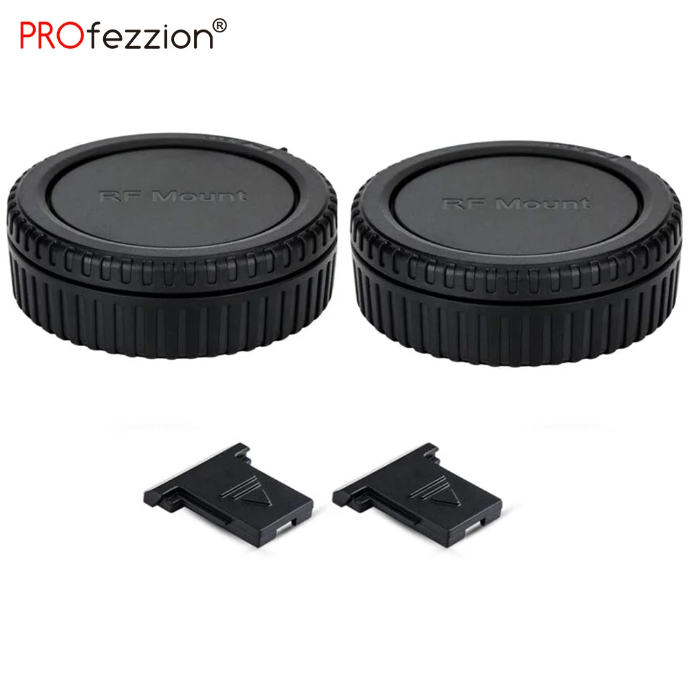 2 Pack RF Mount Body Cap Cover & Rear Lens Cap Cover for Canon EOS R3 R R5 R6 R7 R10 RP with 2 Hot Shoe Covers Camera Accessorie