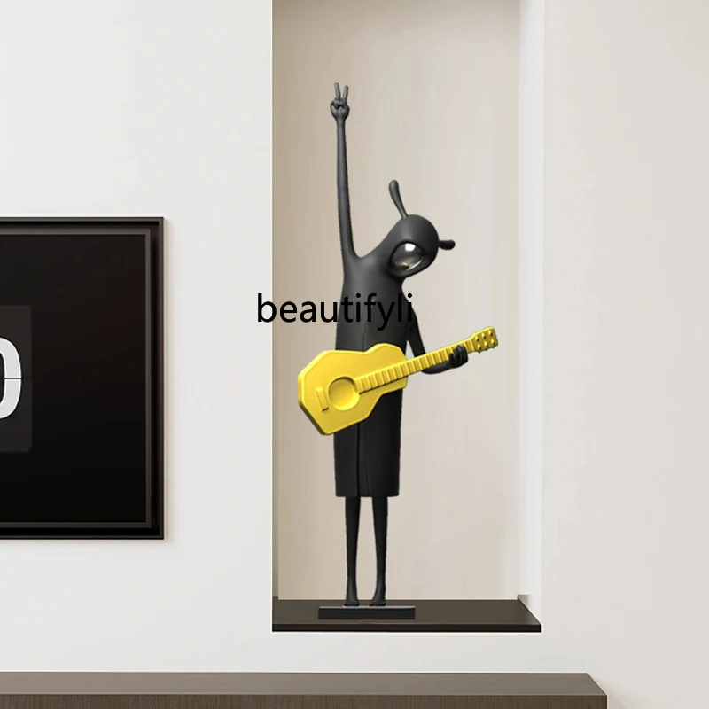 Abstract figure playing guitar creative soft decoration artwork sculpture ornament, niche decoration