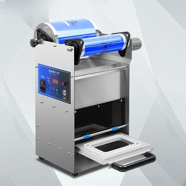 Semi-Automatic Beverage Meals Food Tray Sealing Machine Desktop Electric Heat Sealing Packaging for Plastic Film Foil Paper