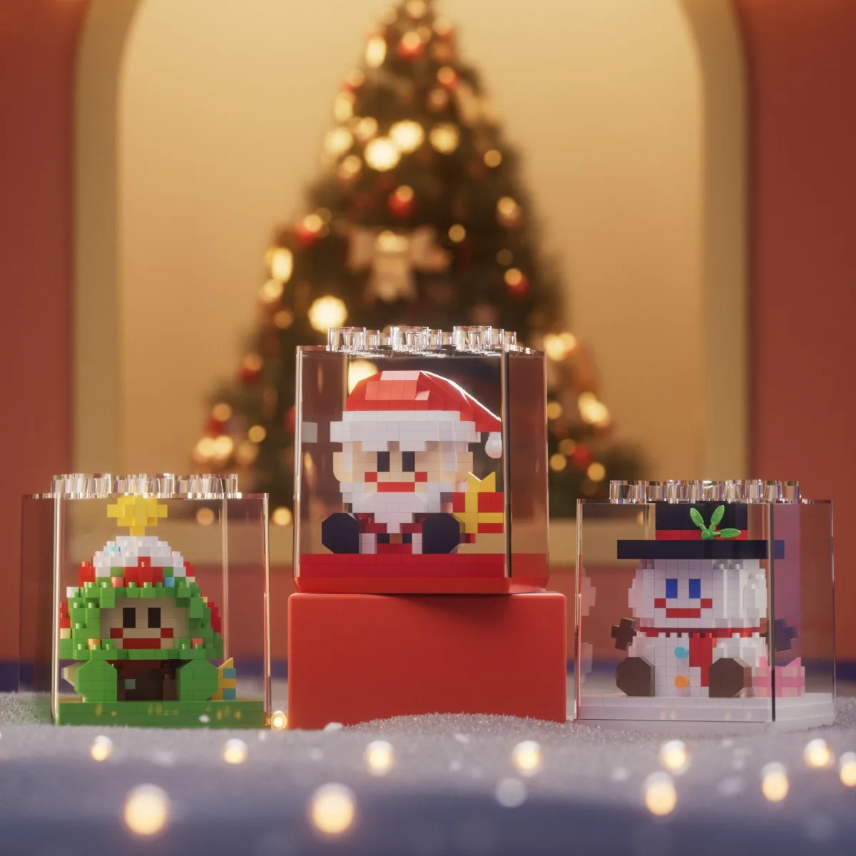 Santa Claus Snowman Assembly Models Christmas Desktop Decorations Building Block Toys Creative Assembly of Building Block Toys
