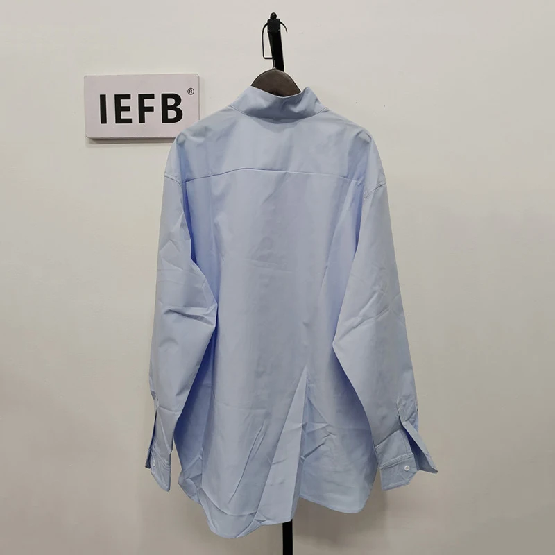 IEFB 2024 New Fashion Men\'s Casual Shirts Long Sleeve Two-piece Patchwork Male Shirt Summer Lapel Korean Style Simple Top 9Y1070