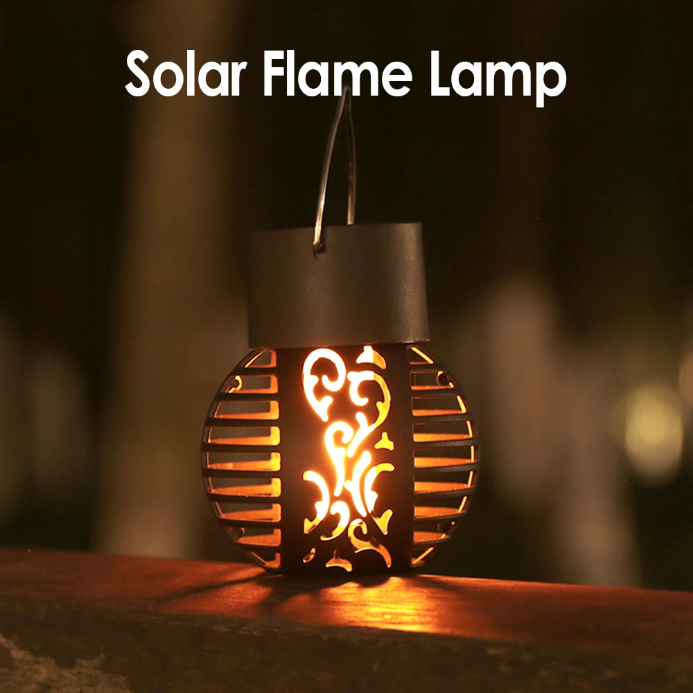 1pc Solar Powered Flickering Flame Hanging Lantern Light Waterproof Outdoor Garden Decoration Lamp Ultra-long Rainy Day Lighting