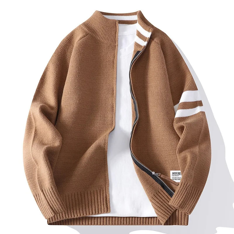 

Men's high-quality knitted sweater, semi-high-neck Korean-style sweater, youth long-sleeved warm knitted coat