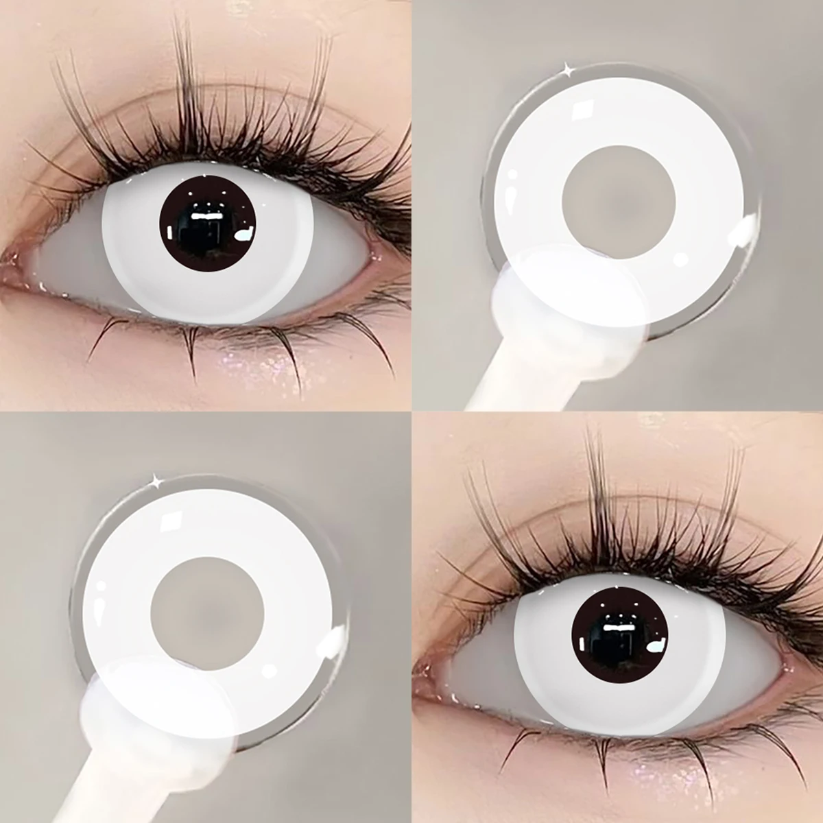 UYAAI Cosplay Kontaktlinse Schönheit Kosmetik Farbige Kontakte Schwarze Linsen Halloween Make-up Cosplay Weiße Linse Kreisblocklinse – Detail 8