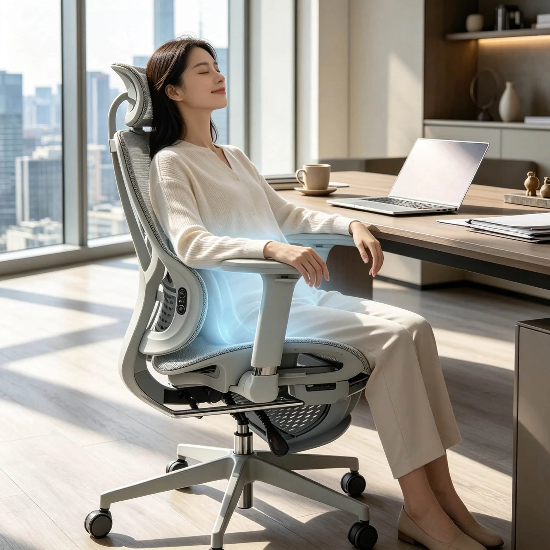Multi-functional Built-in Lumbar Massage Adjustable Headrest Comfortable Armrest Whole Body Relaxation Ergonomic Swivel Chair