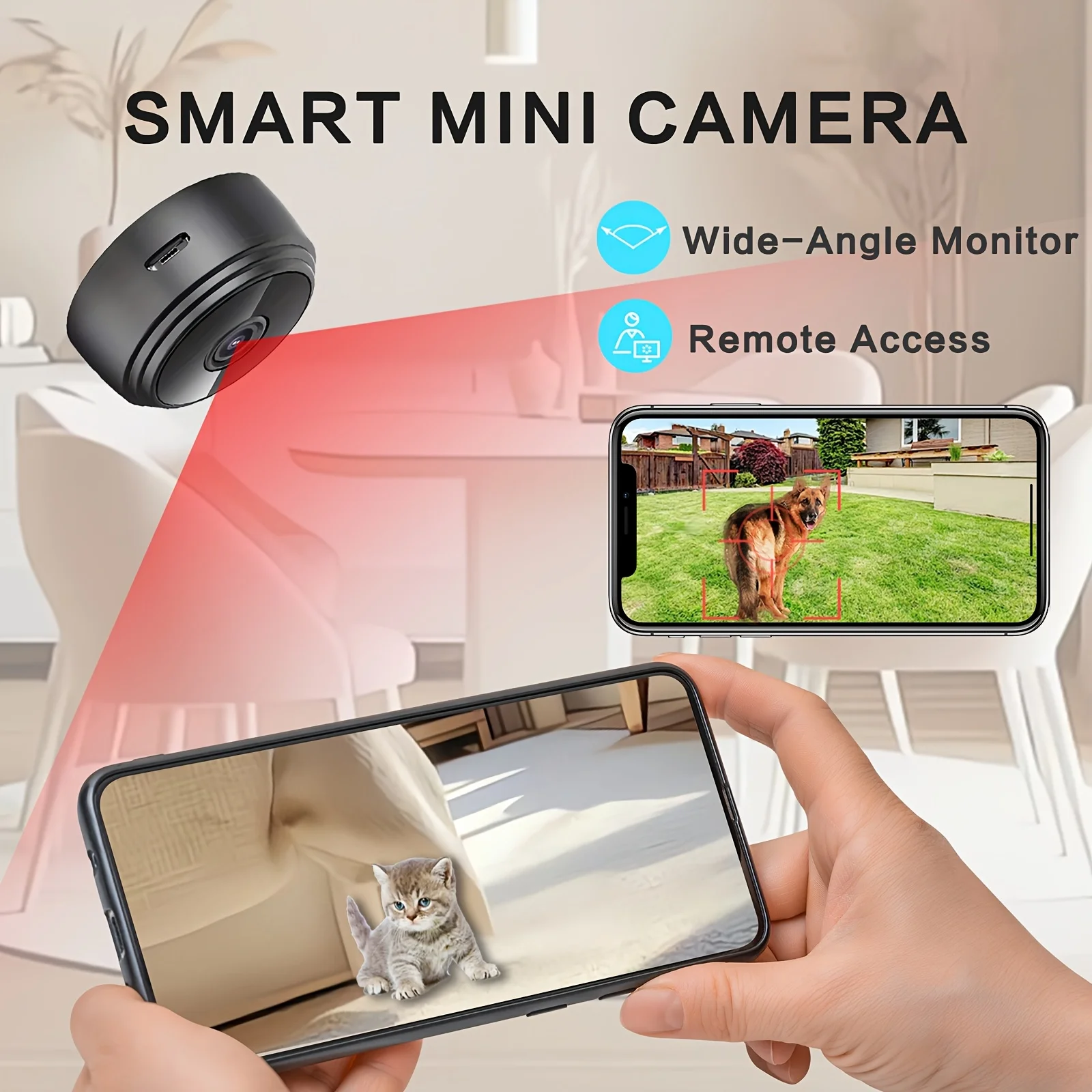

1080P WiFi Security Camera - 2.4G Wireless Wide Angle Remote Monitoring Rechargeable Battery