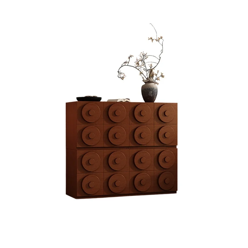 

retro solid wood card door cabinet, simple combination side cabinet, household solid wood bedside storage cabinet