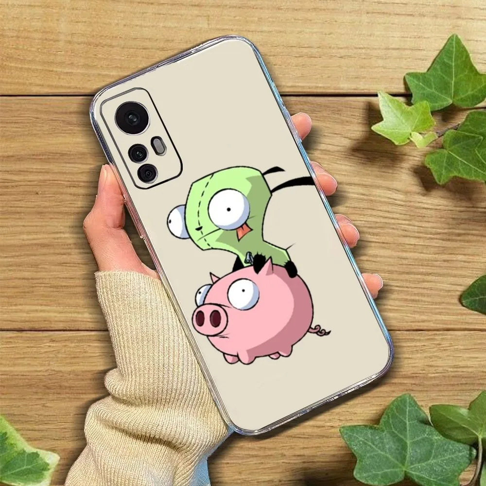 Cute Caroon I-invader Z-zim Phone Case For Xiaomi 11 Redmi Note 11 5G 8T 9A 9 10T Note8Pro Note9 12SUltra Transparent Case