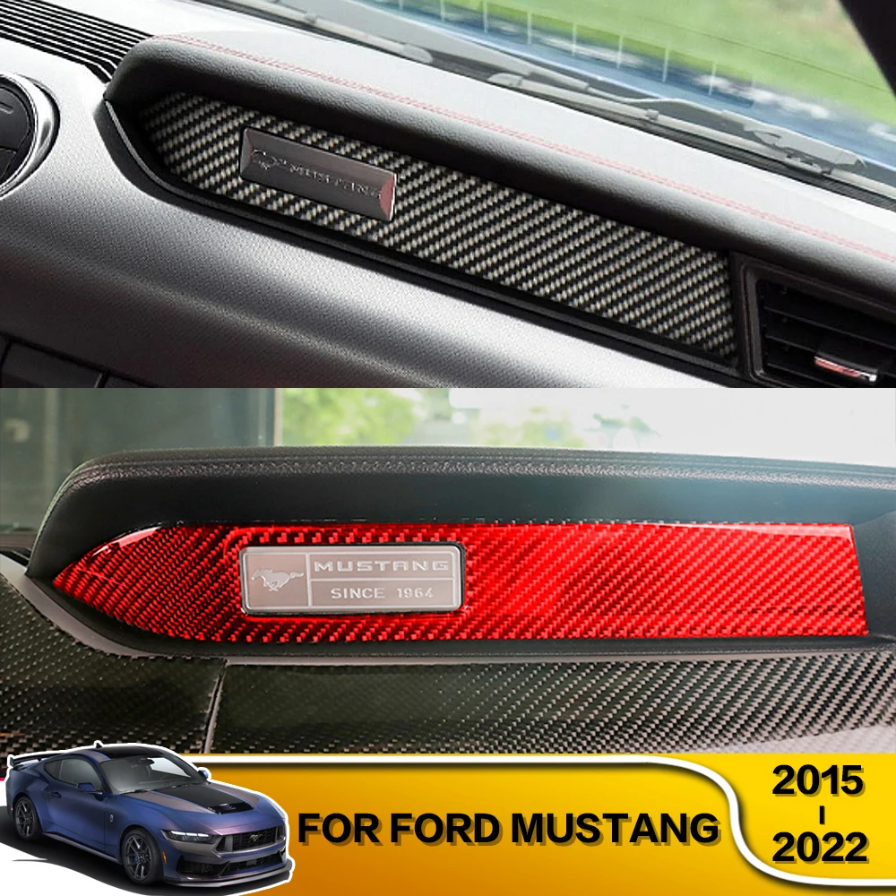 1 Pcs Carbon Fiber Car Copilot Doshboard Stickers  Auto Accessories For Ford Mustang 2015 2016 2017 2018 2019 2020 2021 2022