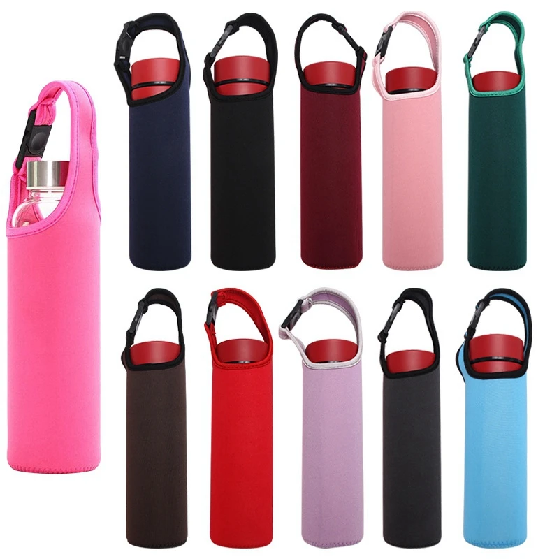 Outdoor Sports Water Bottle Protective Cover, Portable Solid Color Diving Fabric Cup Cover, Insulated Water Cup Cover