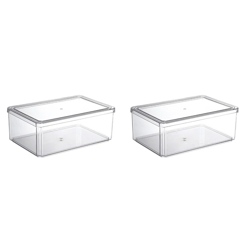 

2Pcs Refrigerator Storage Container With Lid Freezer Vegetable, Fruit And Meat Fresh-Keeping Box Storage Box