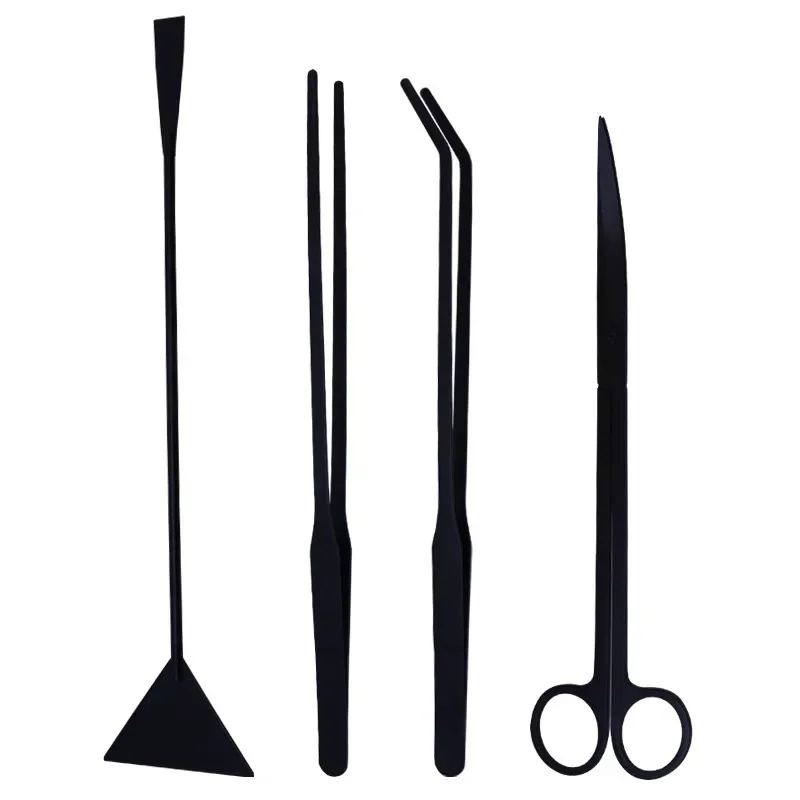 Aquarium Tool Kit Stainless Steel Aquatic Plant Tweezers Scissors and Spatula Cleaning Tools  Aquarium Accessories