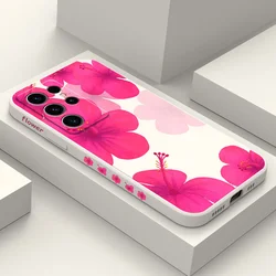 Bright Red Flower Phone Case For Samsung Galaxy S25 S24 S23 S22 S21 S20 S10 S10E S9 Ultra Plus FE Note 20 Ultra 10 9 Plus Cover