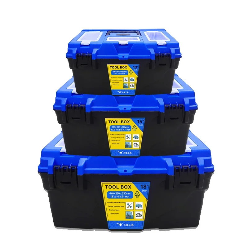 

-18 Inch Weatherproof Plastic Portable General Toolbox With Bit Storage