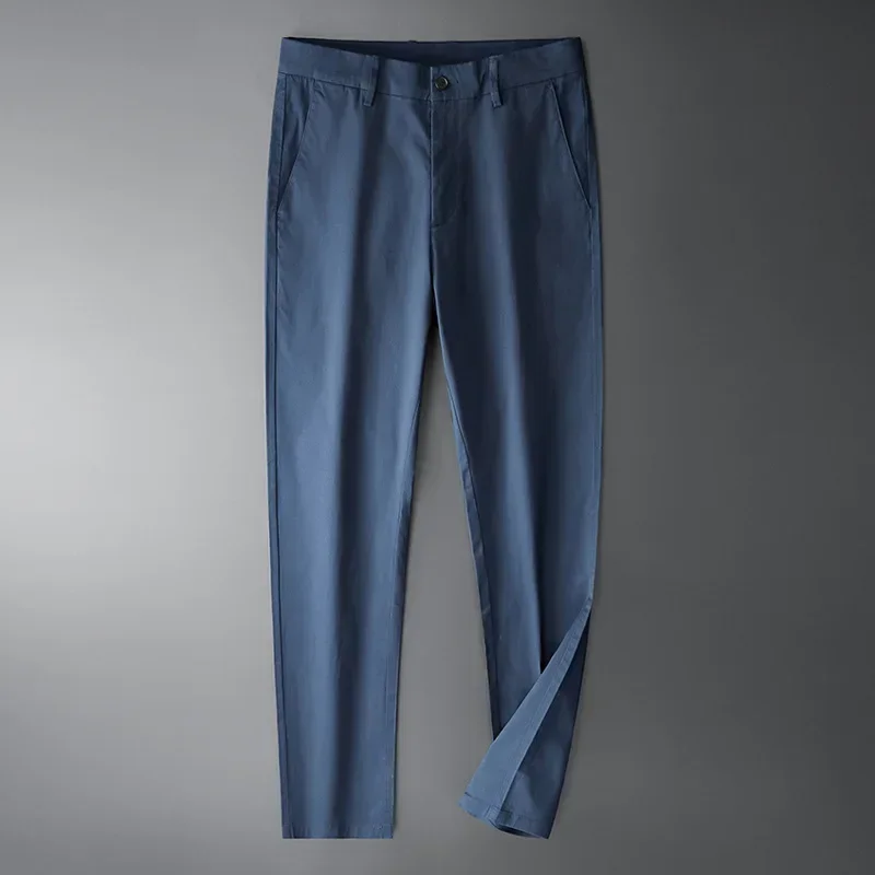 

New Arrival Black Pants Men Solid Color Casual Mid Straight Men Pants Cotton Thin Elastic Breathable Comfortable Trousers