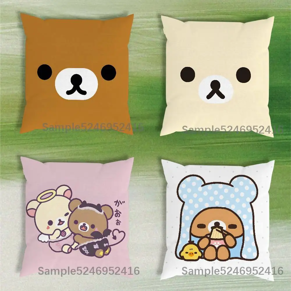 

R-RilakkumaS Cute Pillow Case Short Plush Sofa Decorative Gift Home Double-sided Printing Cushio