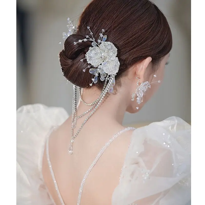 Hair Clips Bead Chain Modeling Clip Headdress Princess Bride Hair Accessories Wedding Women Banquet Head Jewelries