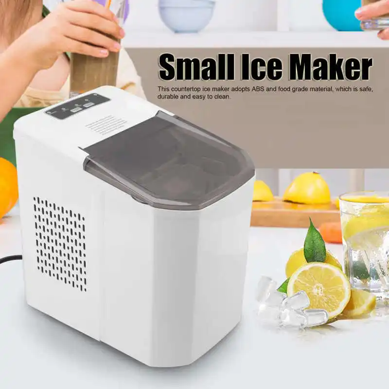 Portable Countertop Ice Maker 160W Full Automatic Edible 9 Ice Cubes in 8 Mins Durable ABS Ice Cube Maker for Home Bar Office