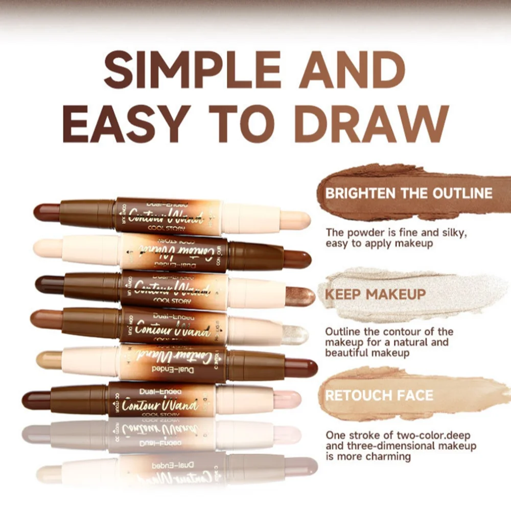 Fair Deep Contour Stick Facial Foundation Concealer Matte Pearlescent Highlighter Nose Shadow V Face Outline Shape Sculpt Wand