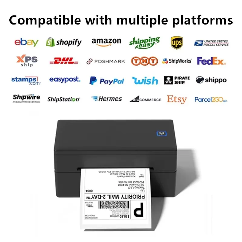 Drukarka etykiet wysyłkowych 4x6 USB Bluetooth do drukowania etykiet adresowych, kodów kreskowych, kodów QR, samoprzylepnych etykiet termicznych